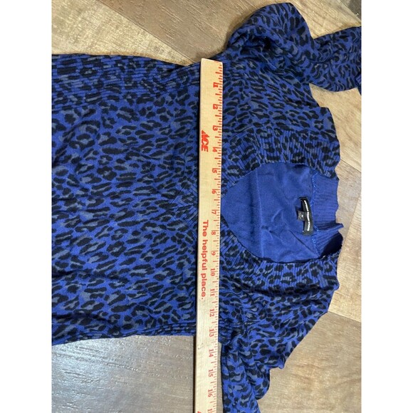 Express Design Studio Top Womens Medium M Pull Over Blue Long Sleeve Blouse - Picture 3 of 4
